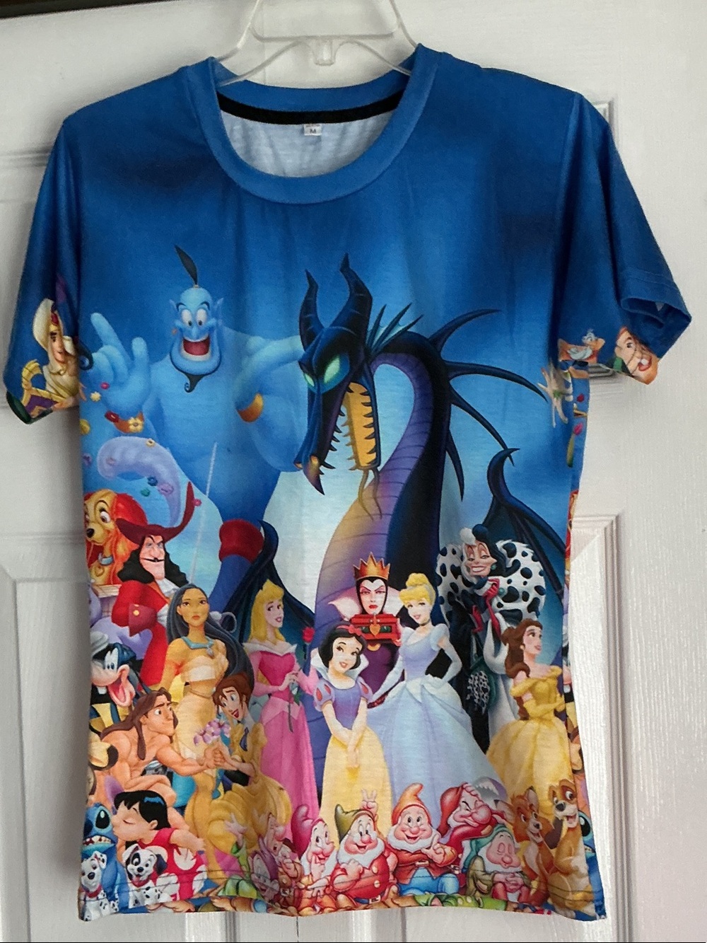 Disney Blue Princess & Villains All-Over Graphic Tee
